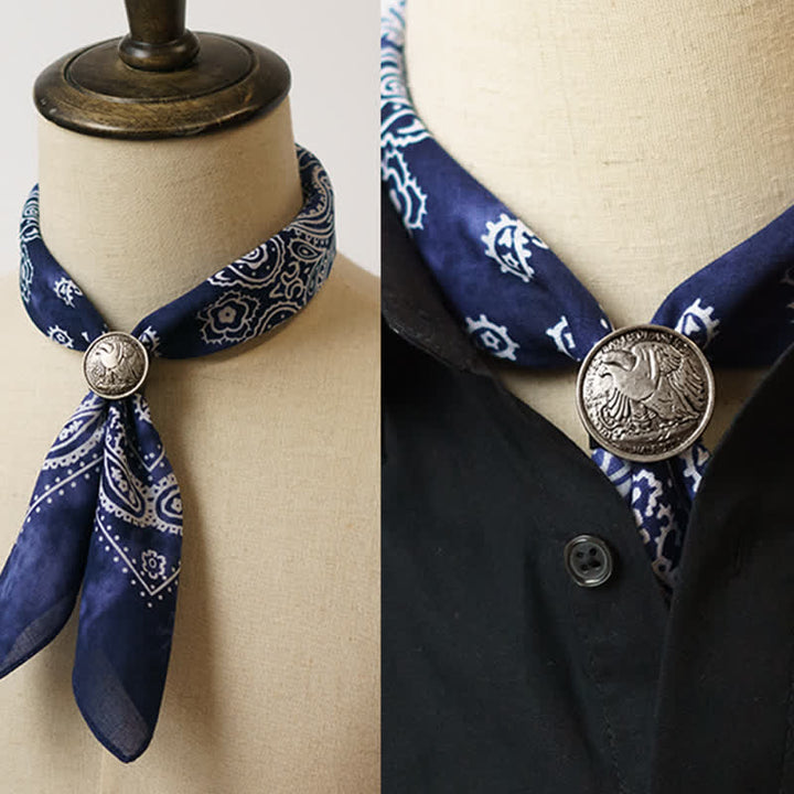 Paisley Acidwash Square Scarf with Scarf Buckle - Blue - image 0