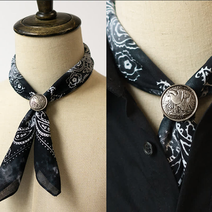 Paisley Acidwash Square Scarf with Scarf Buckle - Black - image 7