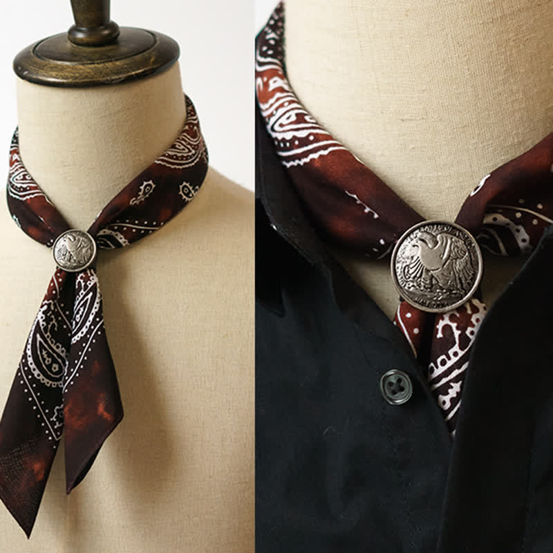 Paisley Acidwash Square Scarf with Scarf Buckle - Burgundy - image 4
