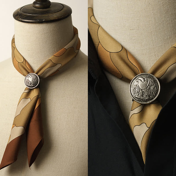 Camouflage Pattern Square Scarf with Scarf Buckle - Dark Khaki - image 7