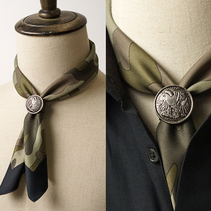 Camouflage Pattern Square Scarf with Scarf Buckle - Army Green - image 0