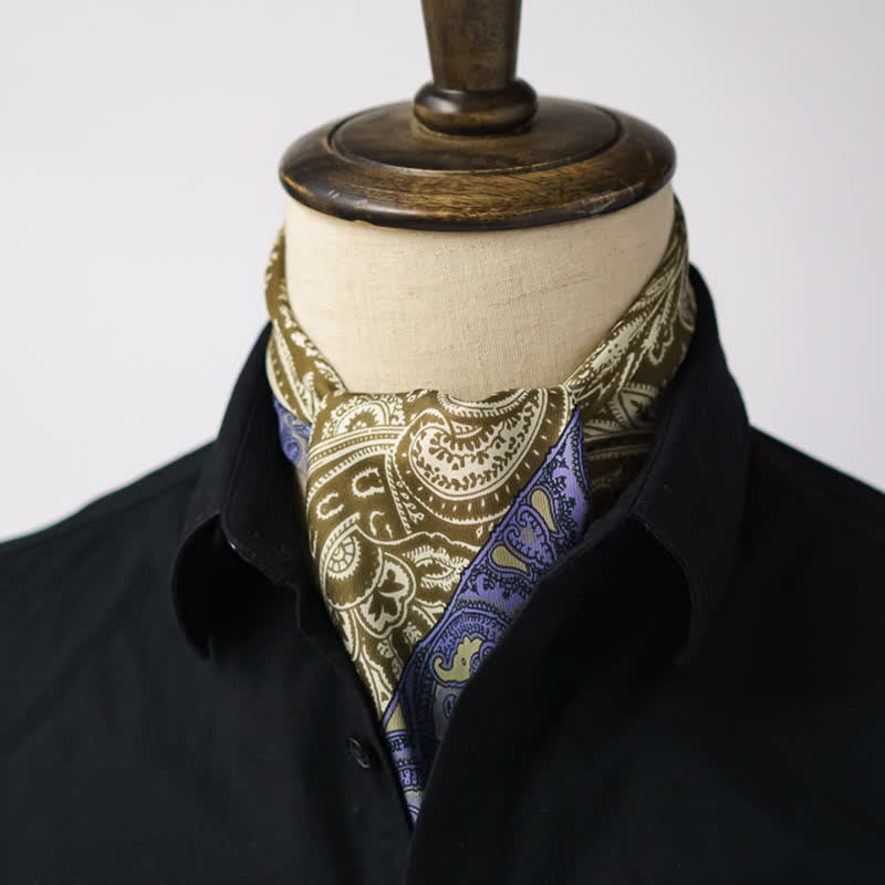 Exotic Paisley Printed Square Scarf with Scarf Buckle - image 3