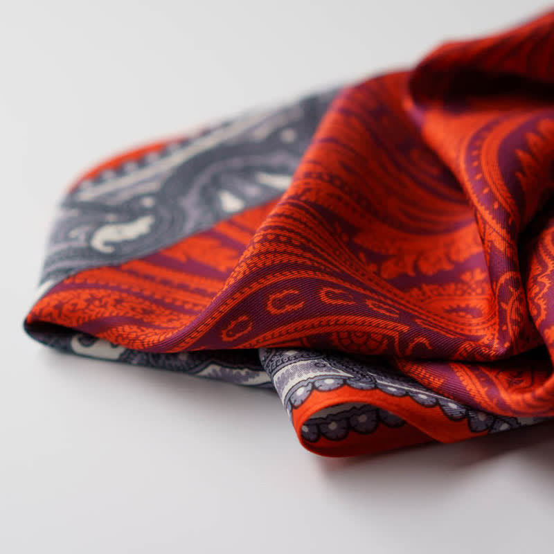 Exotic Paisley Printed Square Scarf with Scarf Buckle - image 13