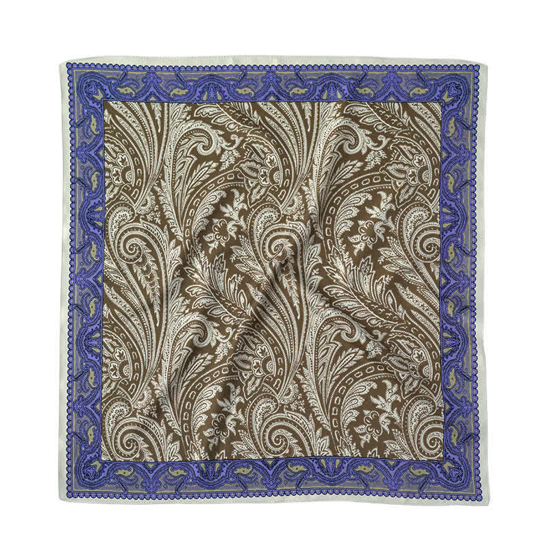 Exotic Paisley Printed Square Scarf with Scarf Buckle - image 1
