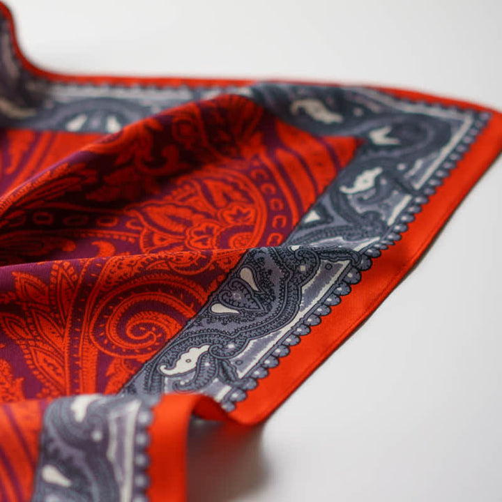 Exotic Paisley Printed Square Scarf with Scarf Buckle - image 14