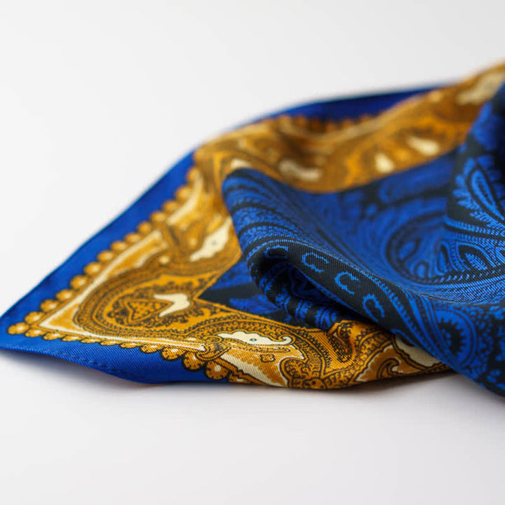 Exotic Paisley Printed Square Scarf with Scarf Buckle - image 9