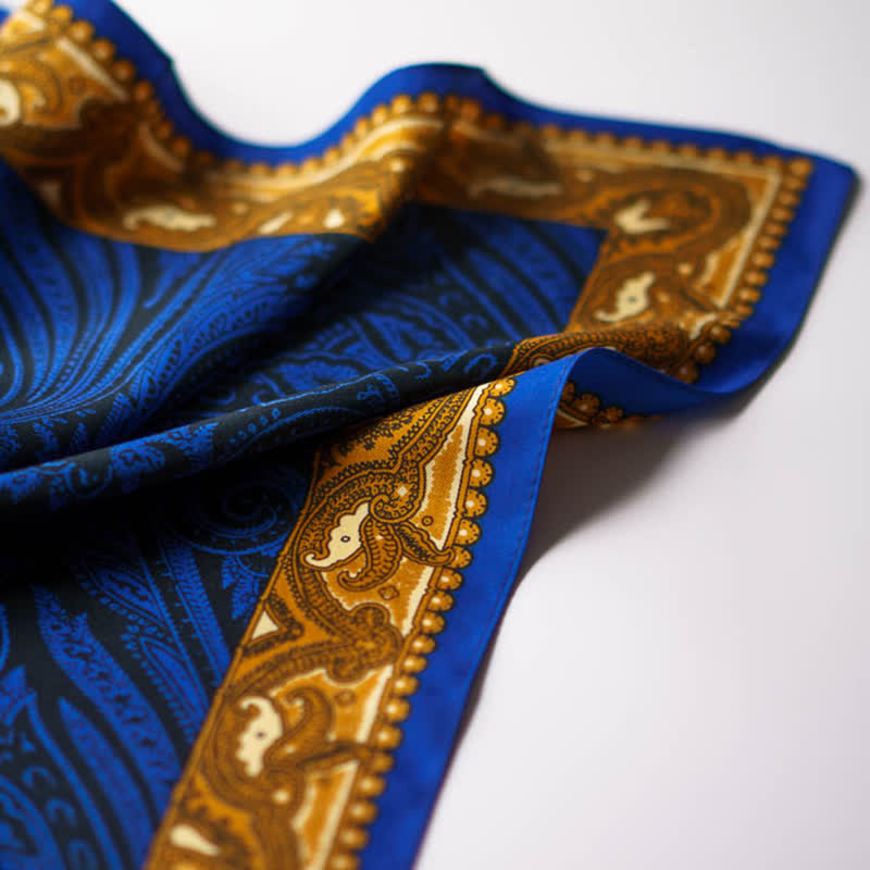 Exotic Paisley Printed Square Scarf with Scarf Buckle - image 10