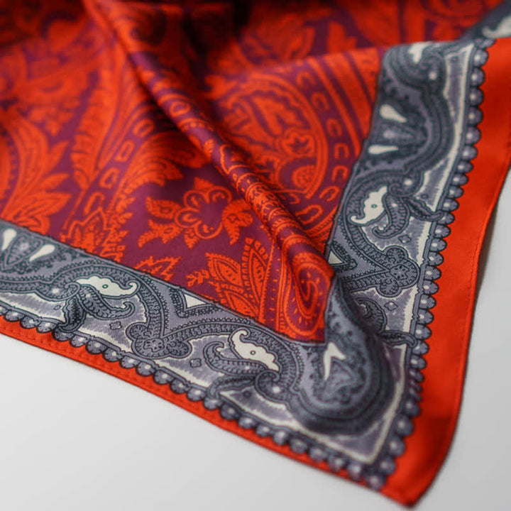 Exotic Paisley Printed Square Scarf with Scarf Buckle - image 15