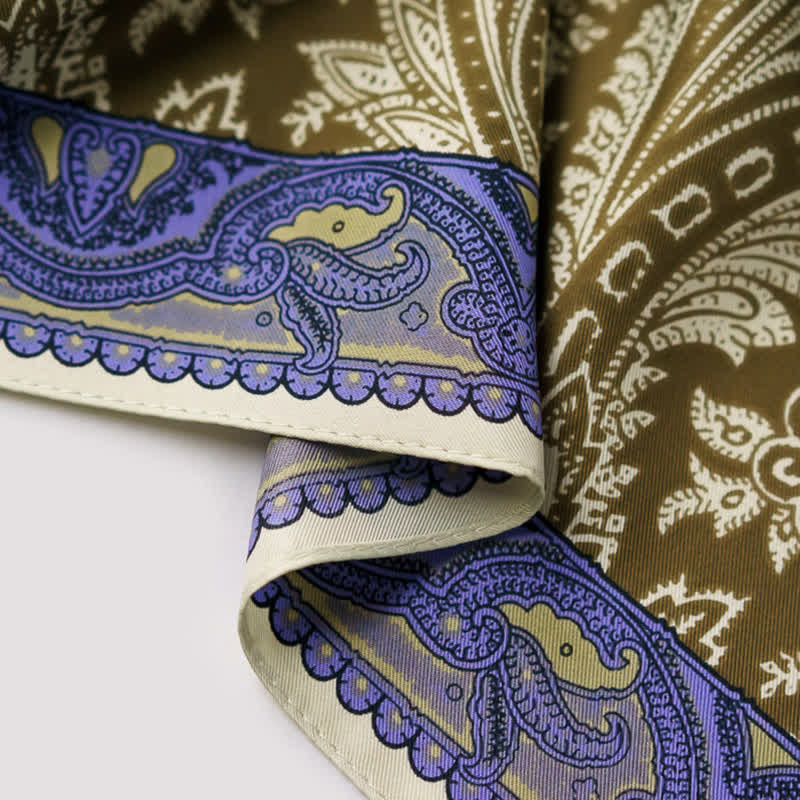 Exotic Paisley Printed Square Scarf with Scarf Buckle - image 5