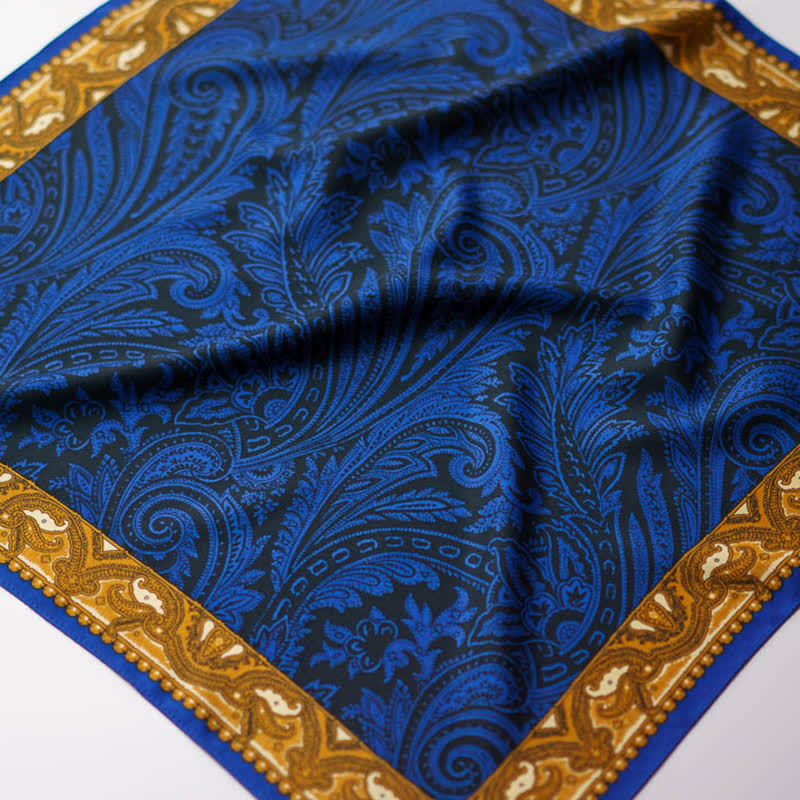 Exotic Paisley Printed Square Scarf with Scarf Buckle - image 8