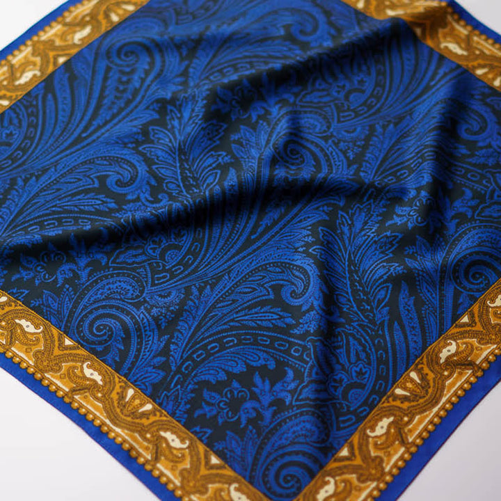 Exotic Paisley Printed Square Scarf with Scarf Buckle - image 8