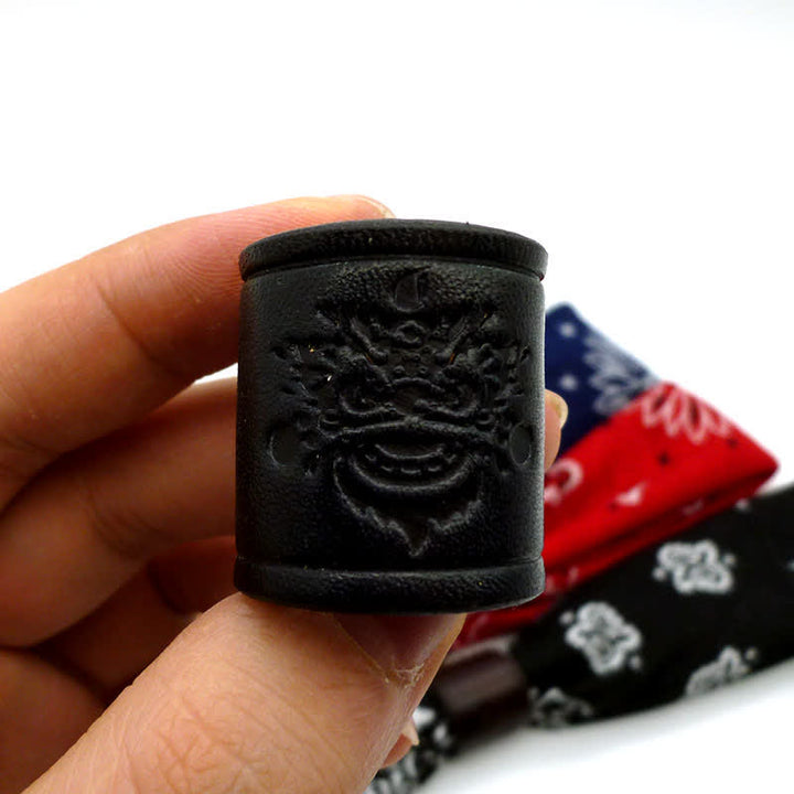 Black Tiny Paisley Square Scarf with Leather Lion Scarf Buckle - image 2