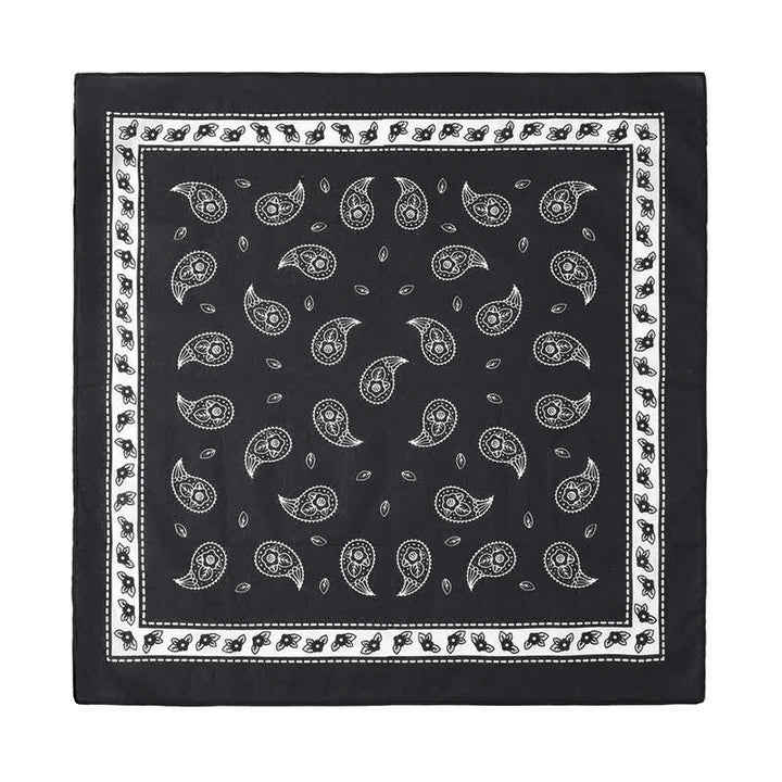 Black Tiny Paisley Square Scarf with Leather Lion Scarf Buckle - image 1