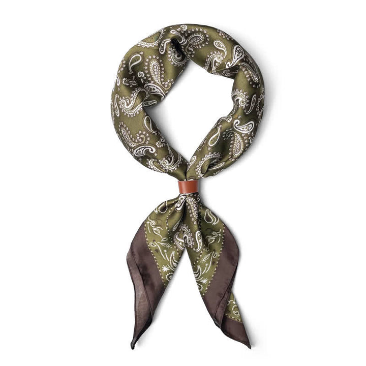 Retro Cashew Flower Square Scarf with Scarf Buckle - image 1