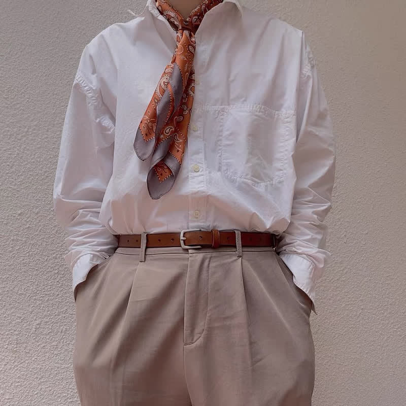 Retro Cashew Flower Square Scarf with Scarf Buckle - image 9