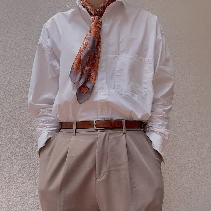 Retro Cashew Flower Square Scarf with Scarf Buckle - image 9