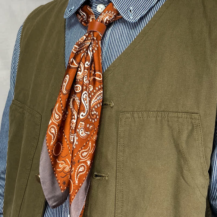 Retro Cashew Flower Square Scarf with Scarf Buckle - image 8