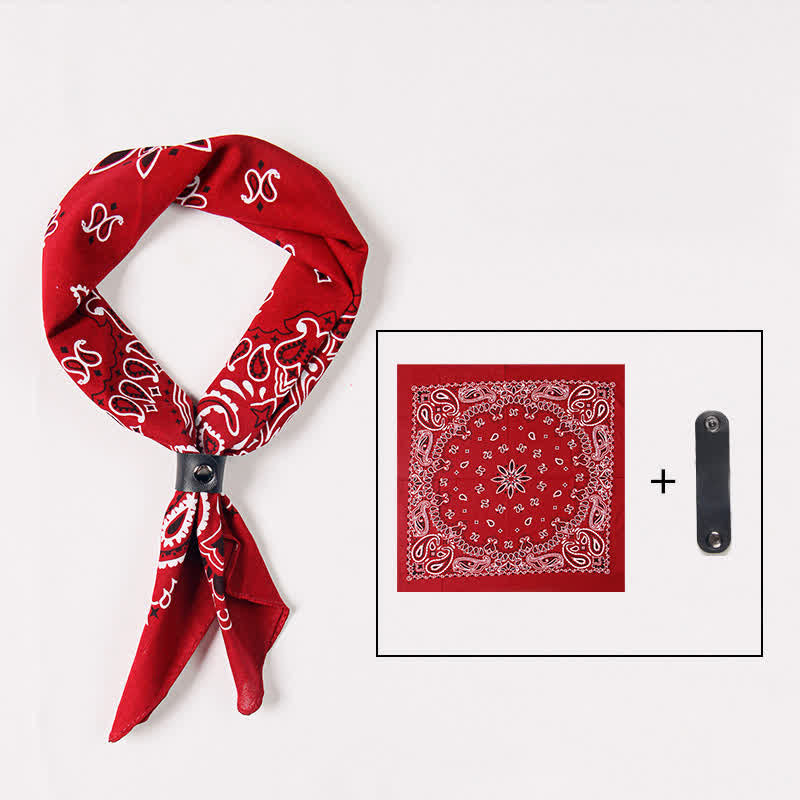 Fasion Paisley Printed Square Scarf with Scarf Buckle - Burgundy - image 7