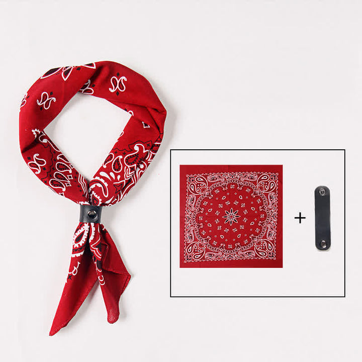 Fasion Paisley Printed Square Scarf with Scarf Buckle - Burgundy - image 7