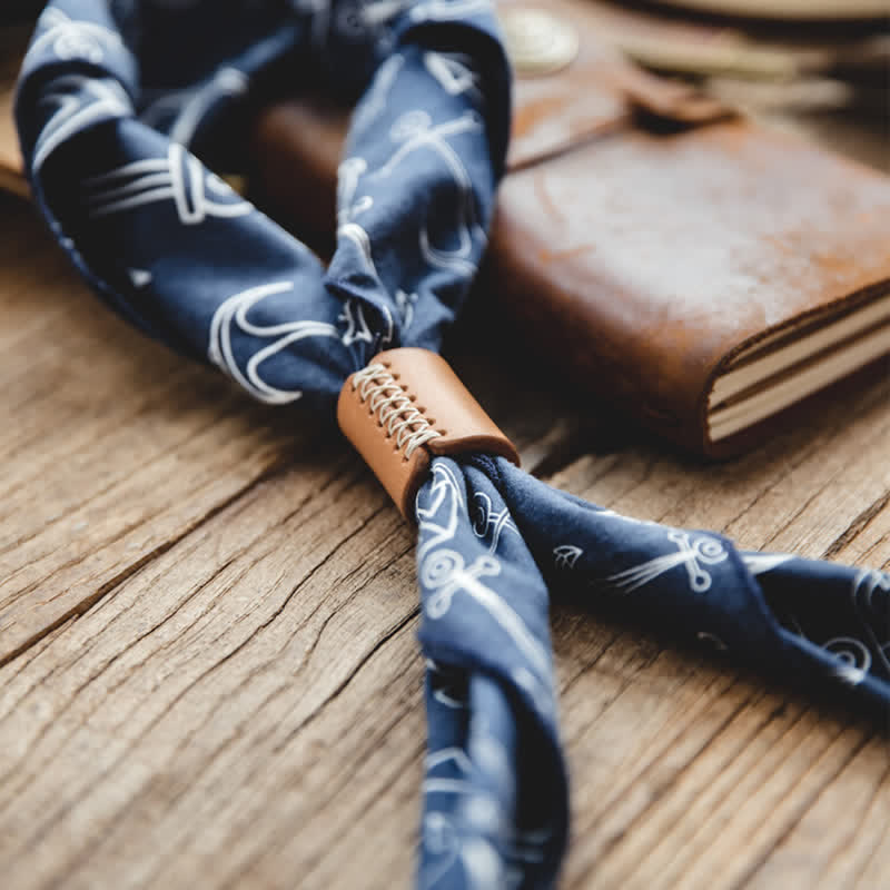 Navy Blue Marine Square Scarf with Leather Scarf Buckle - image 1