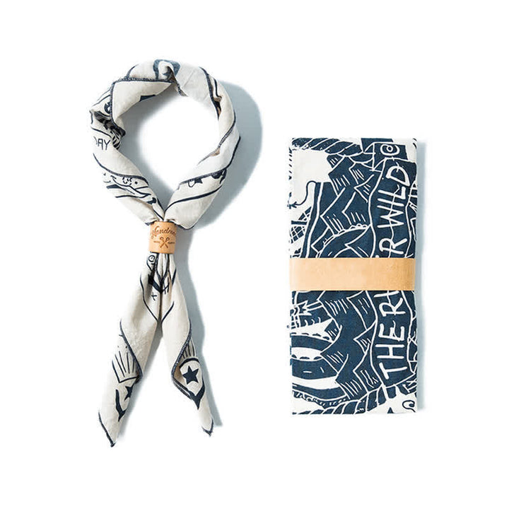 Ivory Sailing Pattern Square Scarf Leather Scarf Buckle - image 7