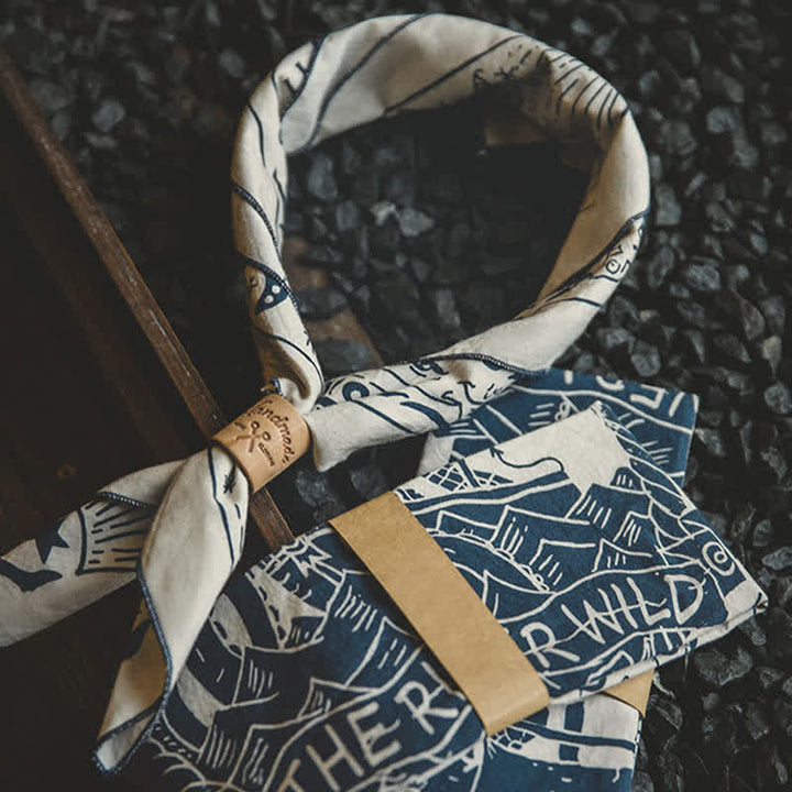 Ivory Sailing Pattern Square Scarf Leather Scarf Buckle - image 3
