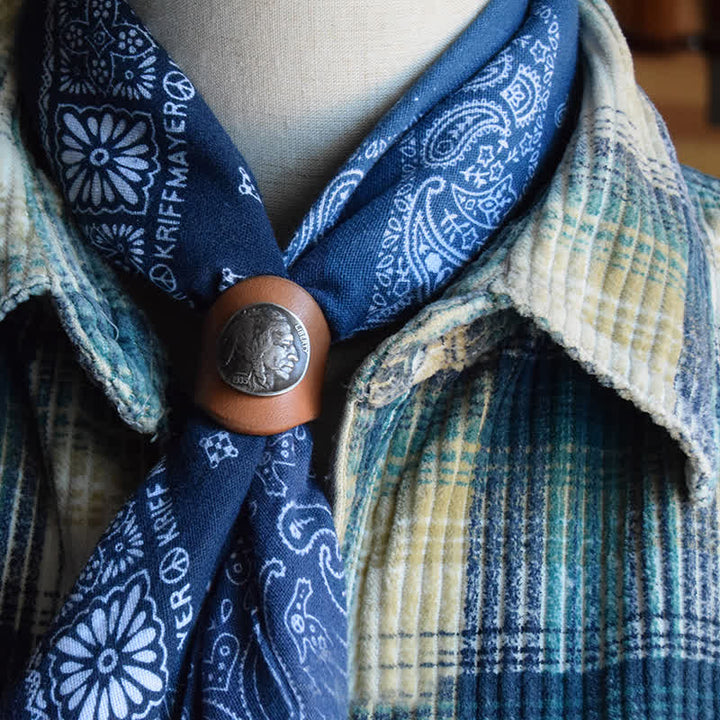 Vintage Blue Patchwork Geometric Pattern Square Scarf - image 5