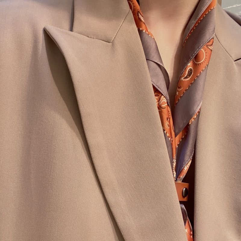 Classic Two Tone Paisley Flower Prints Square Scarf - image 3