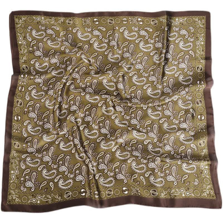 Classic Two Tone Paisley Flower Prints Square Scarf - image 6