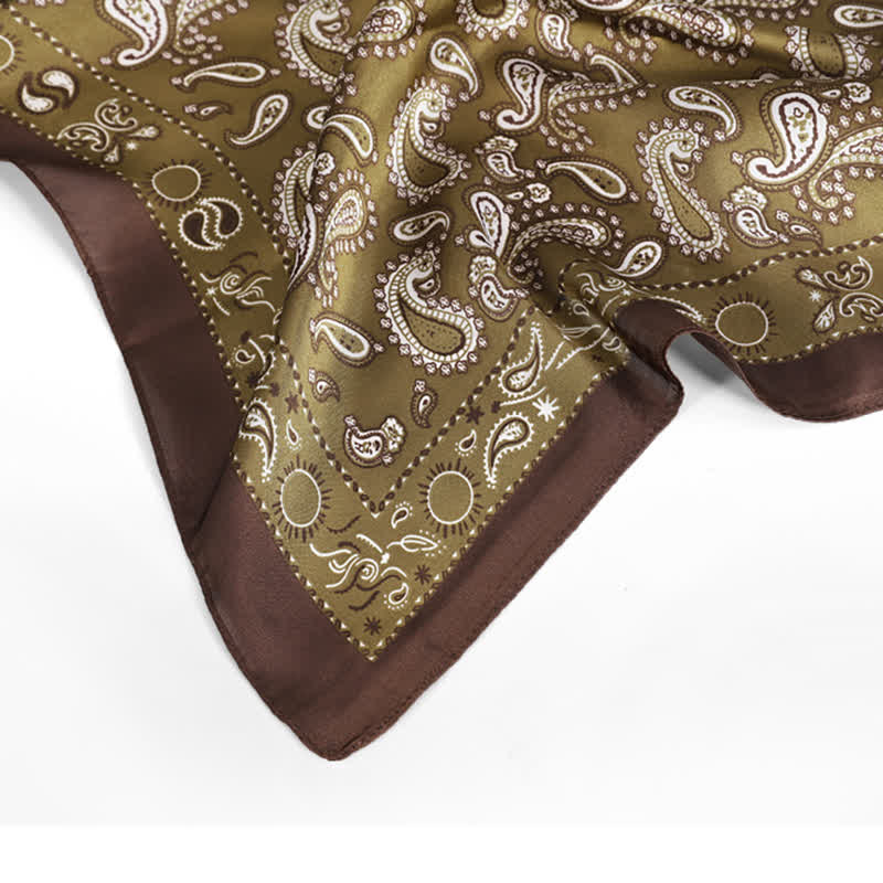 Classic Two Tone Paisley Flower Prints Square Scarf - image 7