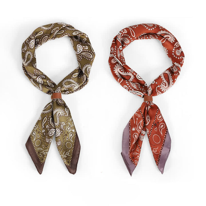 Classic Two Tone Paisley Flower Prints Square Scarf - image 1
