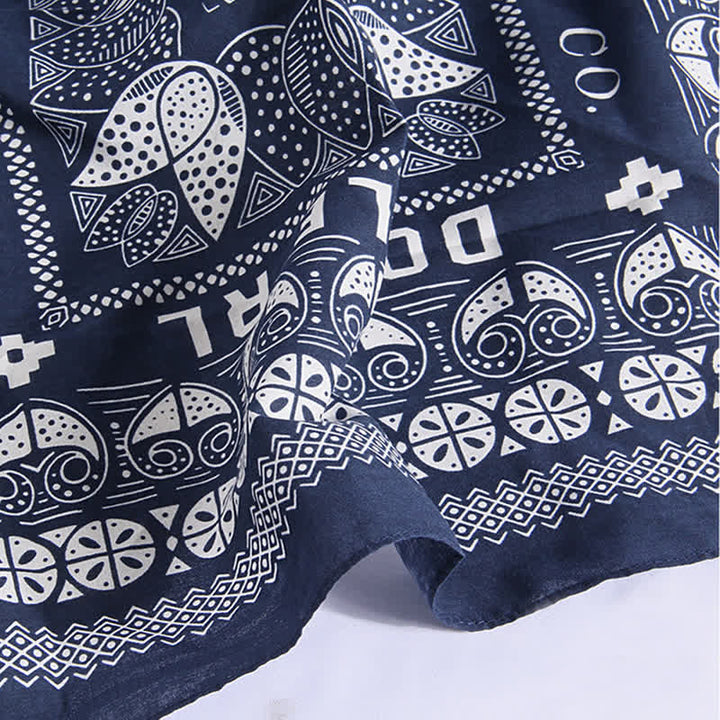 Ethnic Floral Pattern Square Scarf with Scarf Buckle - image 4