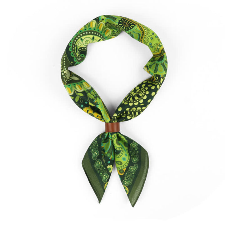 Fantastic Green Paisley Square Scarf with Scarf Buckle - image 0