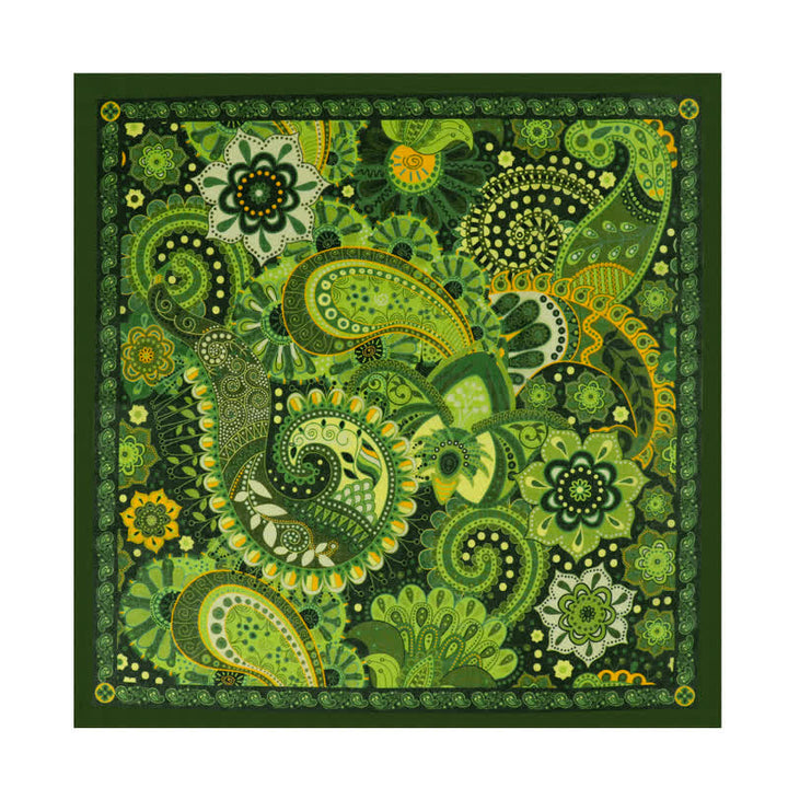 Fantastic Green Paisley Square Scarf with Scarf Buckle - image 1