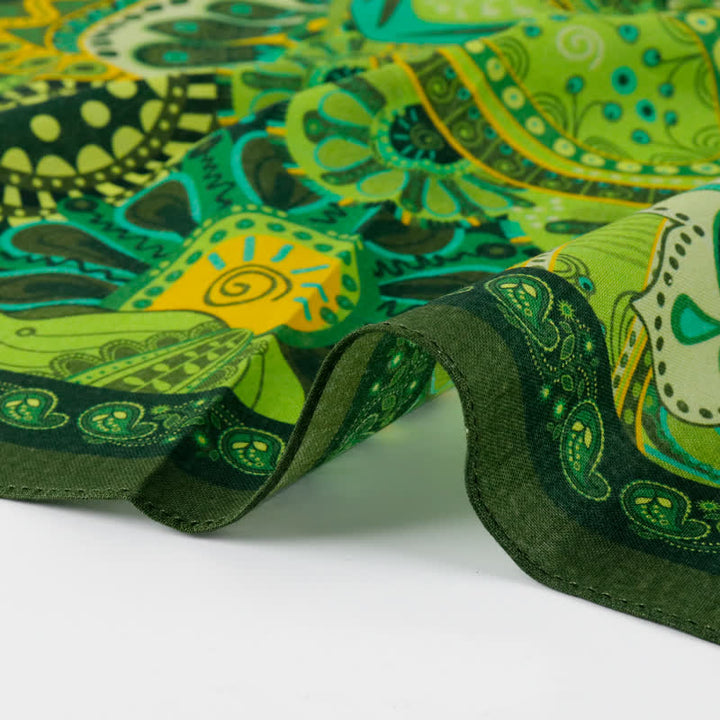 Fantastic Green Paisley Square Scarf with Scarf Buckle - image 4
