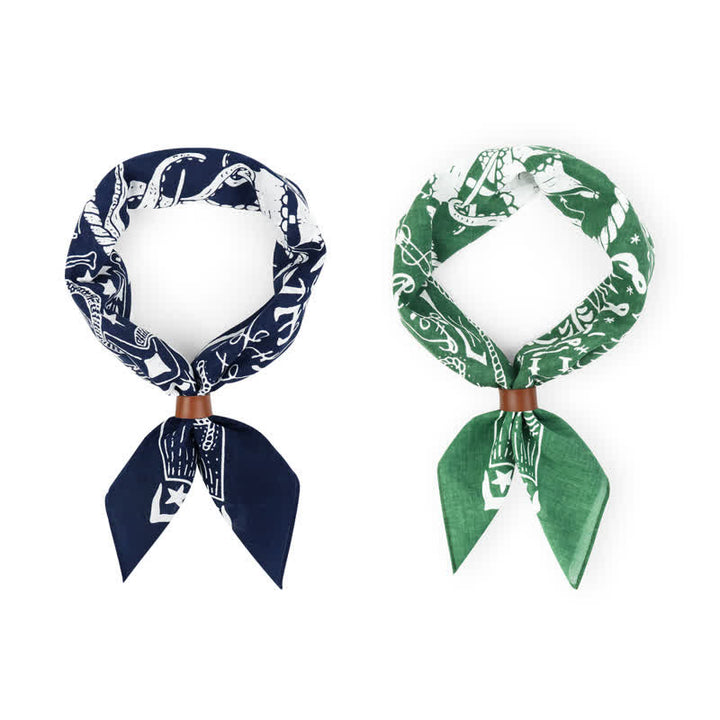 Marine Sailing Pattern Square Scarf with Scarf Buckle - image 5