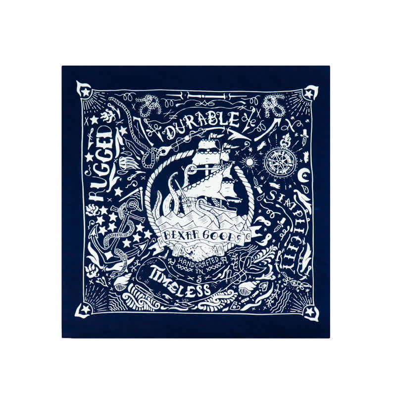 Marine Sailing Pattern Square Scarf with Scarf Buckle - image 1
