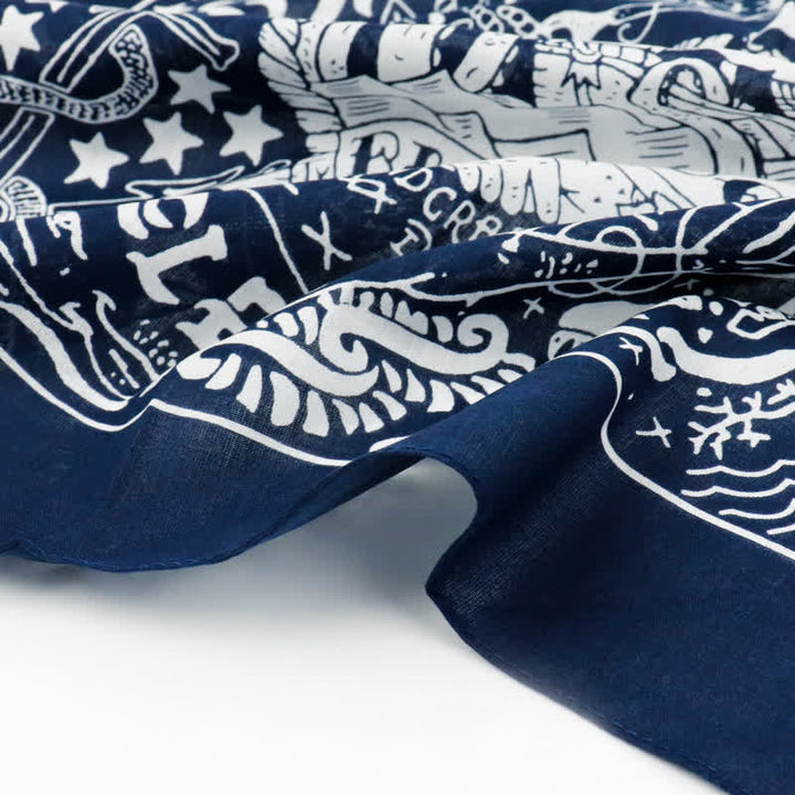 Marine Sailing Pattern Square Scarf with Scarf Buckle - image 4