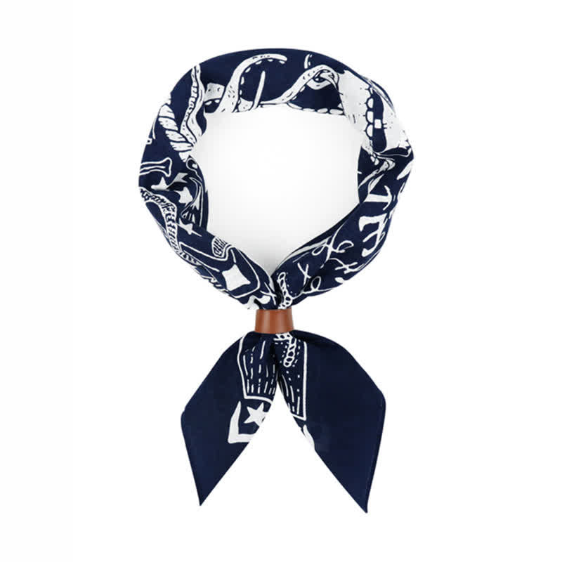 Marine Sailing Pattern Square Scarf with Scarf Buckle - image 0