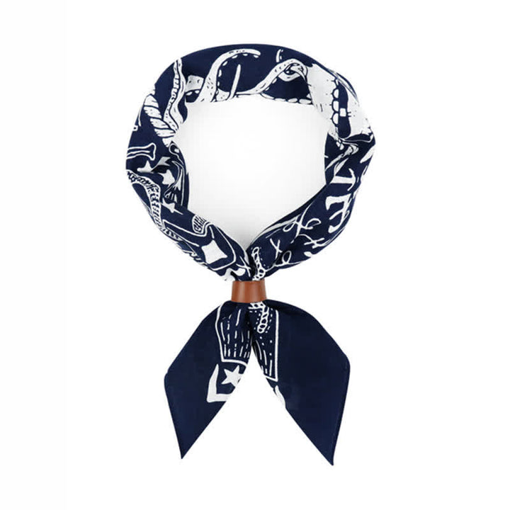 Marine Sailing Pattern Square Scarf with Scarf Buckle - image 0