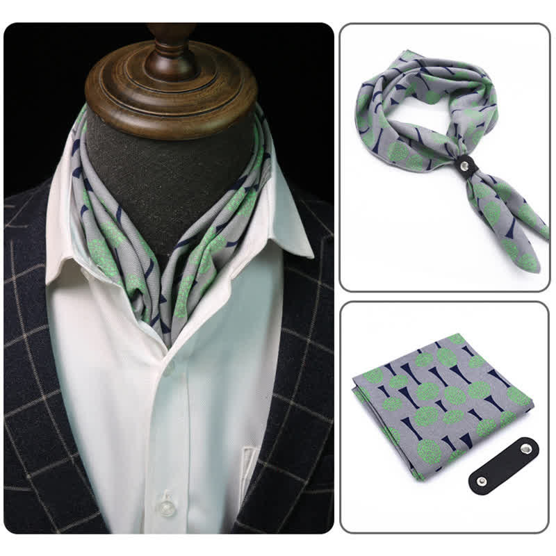 Gray & Green Dandelions Square Scarf with Scarf Buckle - Gray & Green - image 0