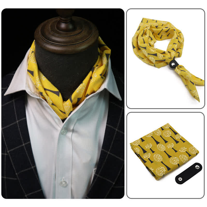 Yellow & White Dandelions Square Scarf with Scarf Buckle - Yellow & White - image 0