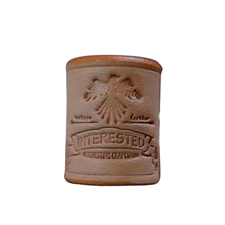 Embossing Eagle Vegetable-Tanned Leather Scarf Ring - Eagle - image 2