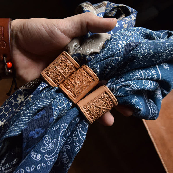 Embossing English Letter A-Z Pattern Leather Scarf Ring - image 0