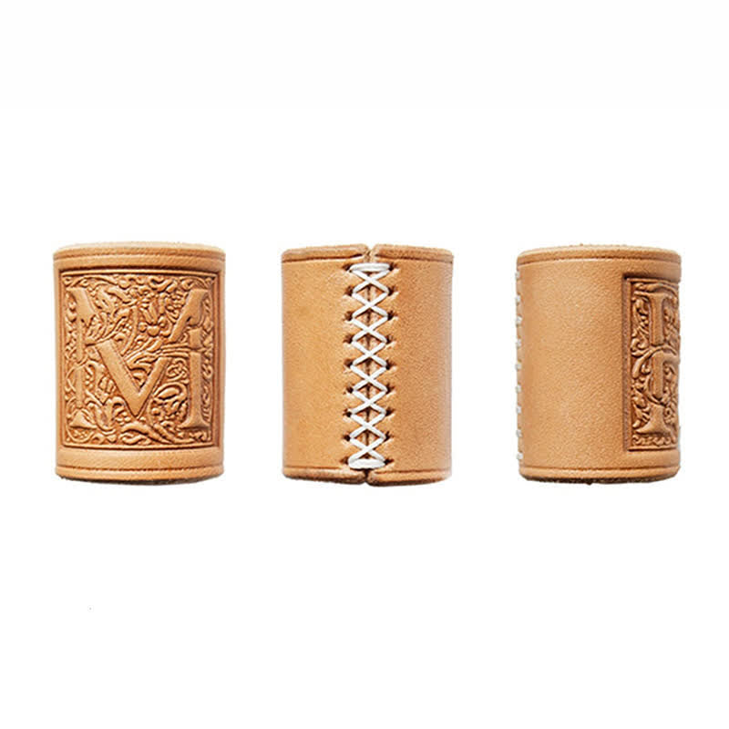 Embossing English Letter A-Z Pattern Leather Scarf Ring - image 6
