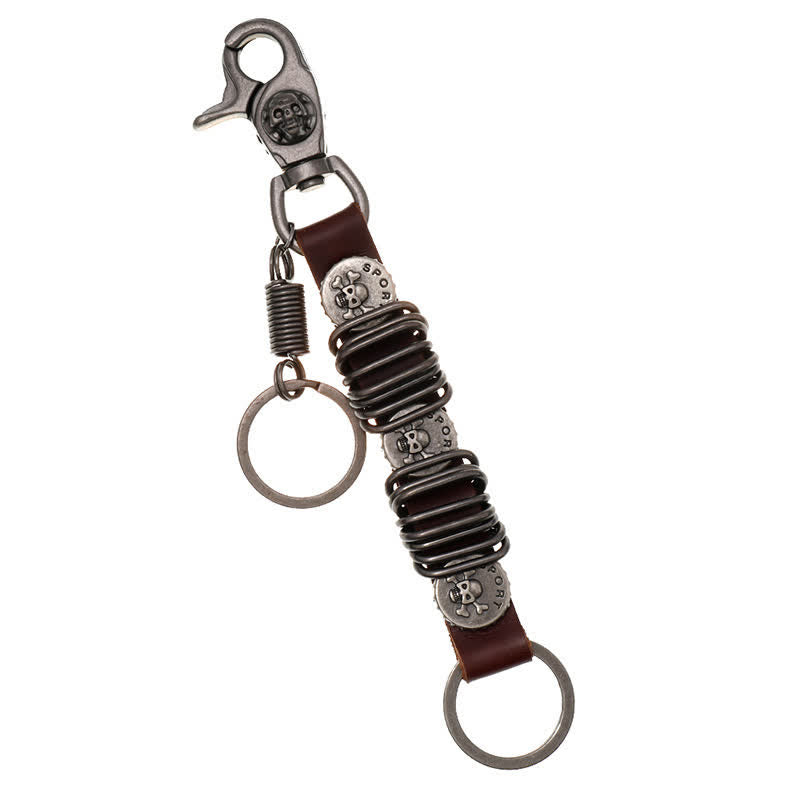 Personality Skull Head Shape Leather Keychain - image 5