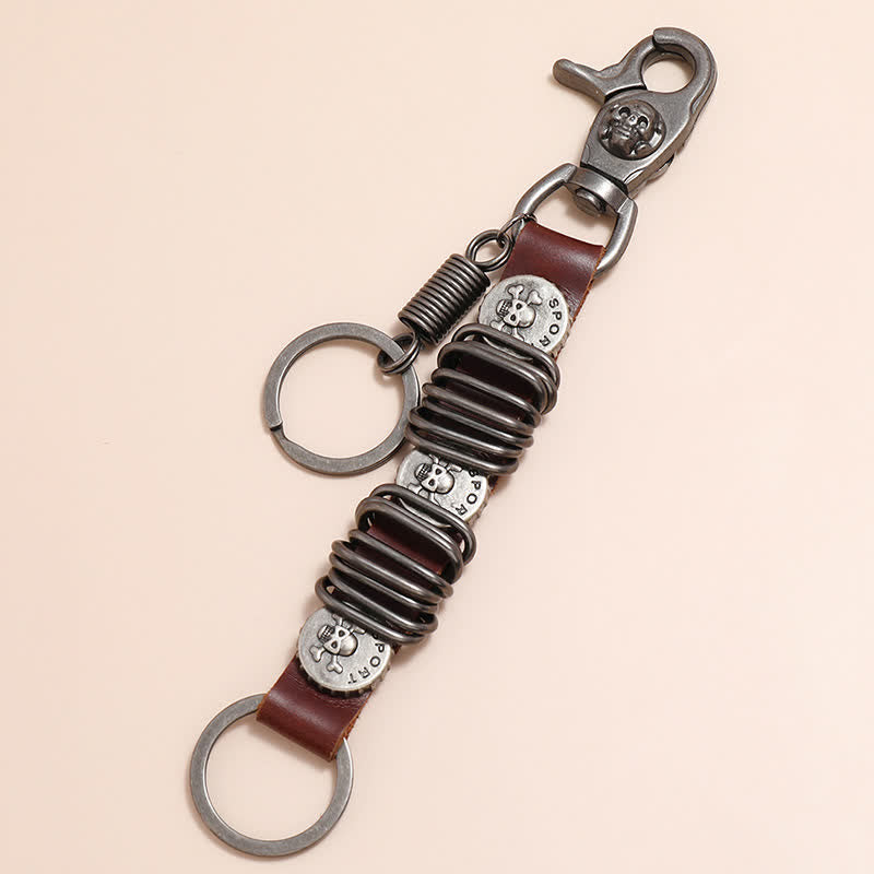 Personality Skull Head Shape Leather Keychain - image 2