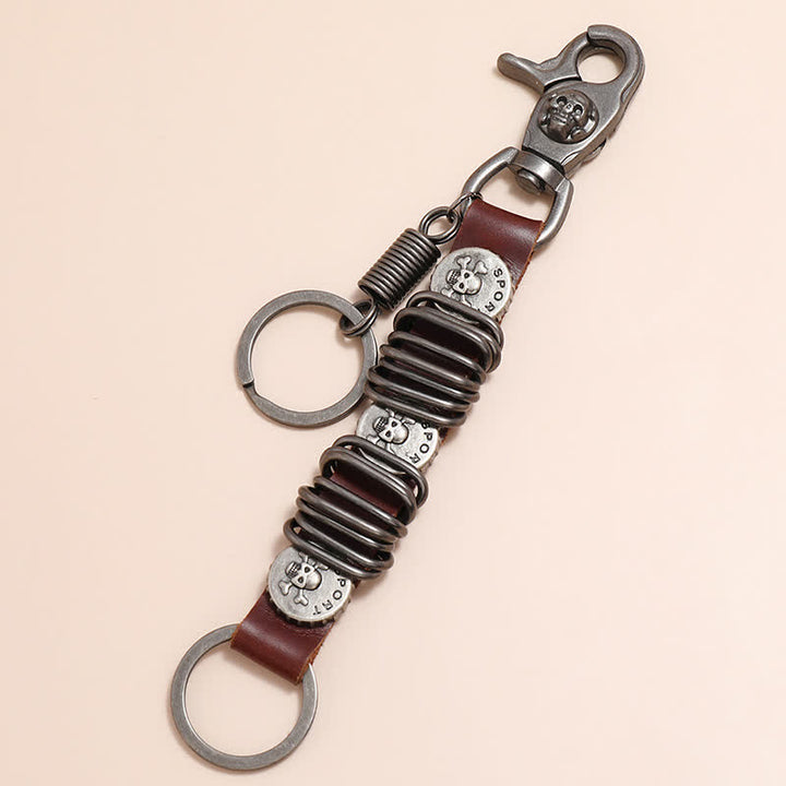 Personality Skull Head Shape Leather Keychain - image 2