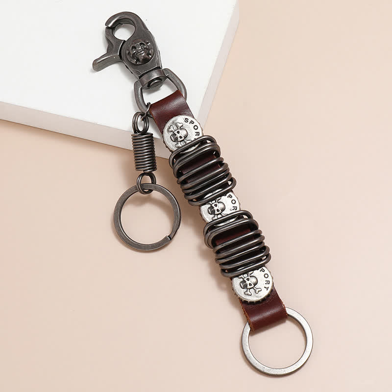 Personality Skull Head Shape Leather Keychain - image 1