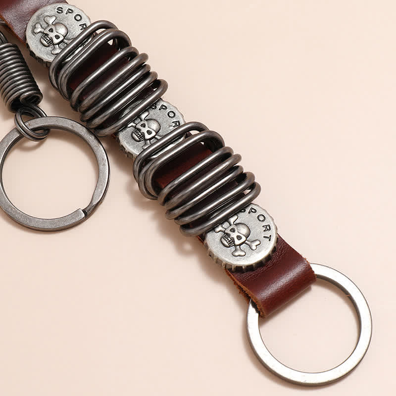 Personality Skull Head Shape Leather Keychain - image 4